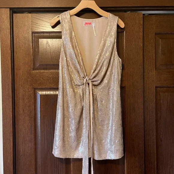 Free People | Dresses | Free People Champagne Sequin Deep V Mini Dress Size  8 | Poshmark